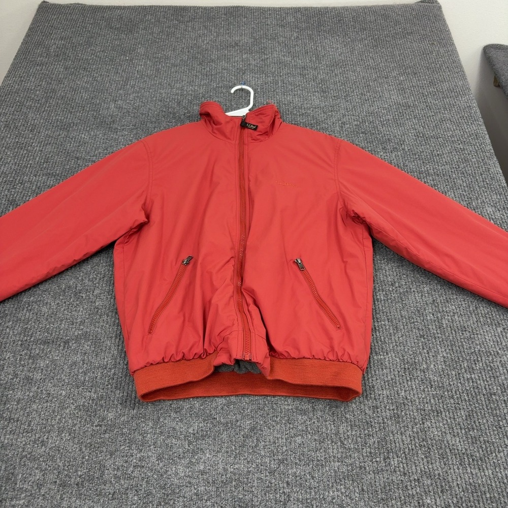 LL Bean Jacket Mens S Red Nylon Warm Up Fleece Lined Bomber Gorpcore Outdoor